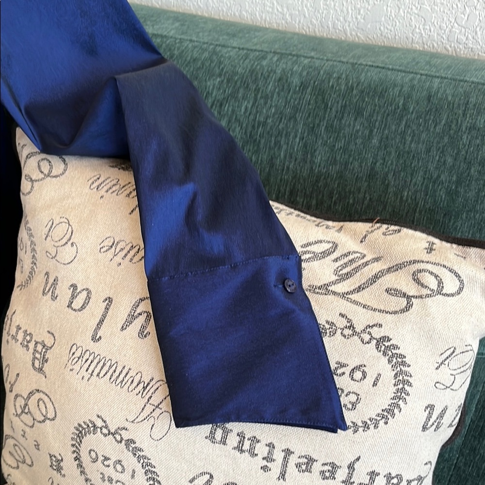 Elegant Navy Ruffle Blouse - Picture 3 of 7